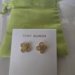 Tory Burch Gold Floral Stud Earrings
